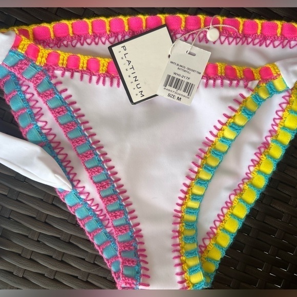 Platinum Swimwear Other - Platinum inspired solange Ferranini Crochet swim Bottom NWT white blue pink